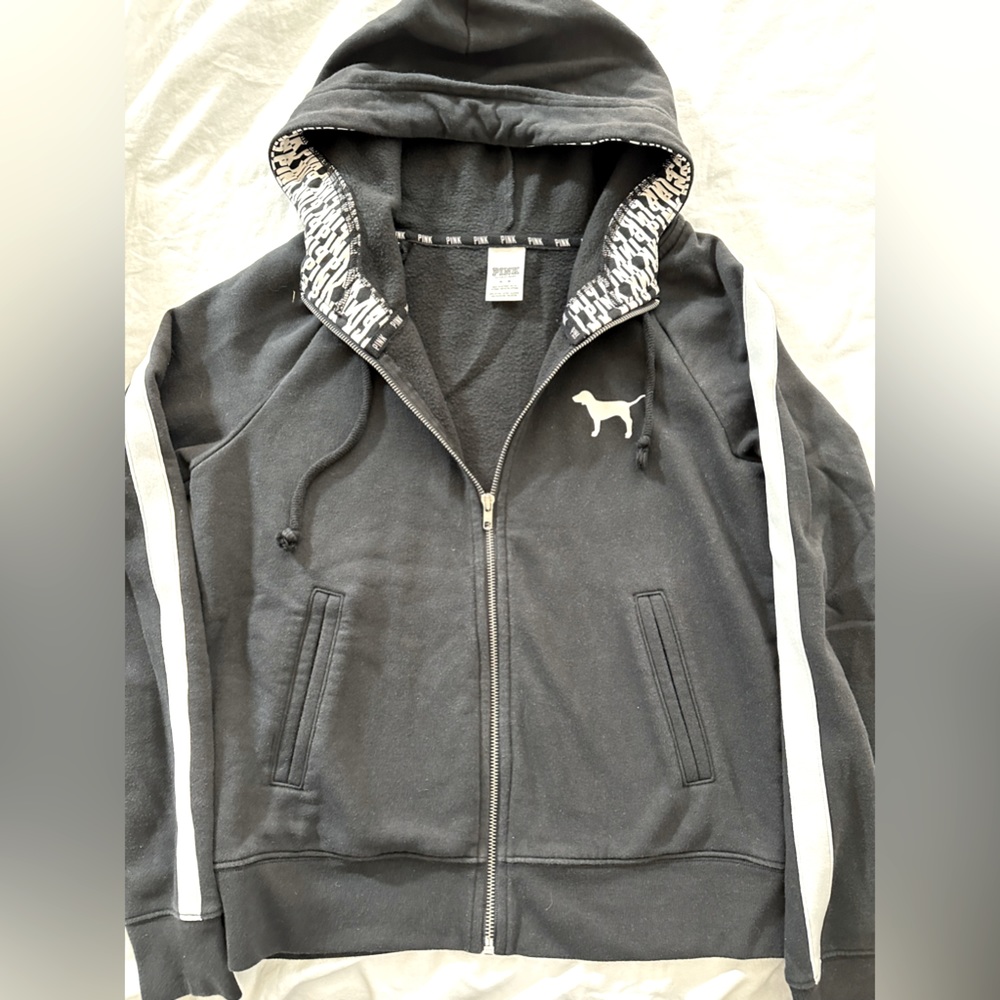 PINK Victoria’s Secret Full Zip Hooded Track Sweatshirt with Pockets